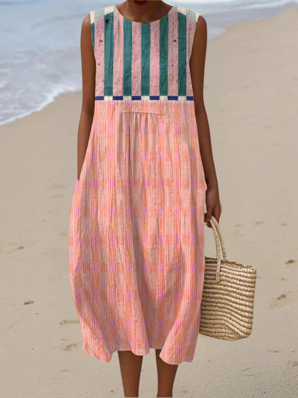 Lily | Vestido Midi a Rayas en Tonos Pastel