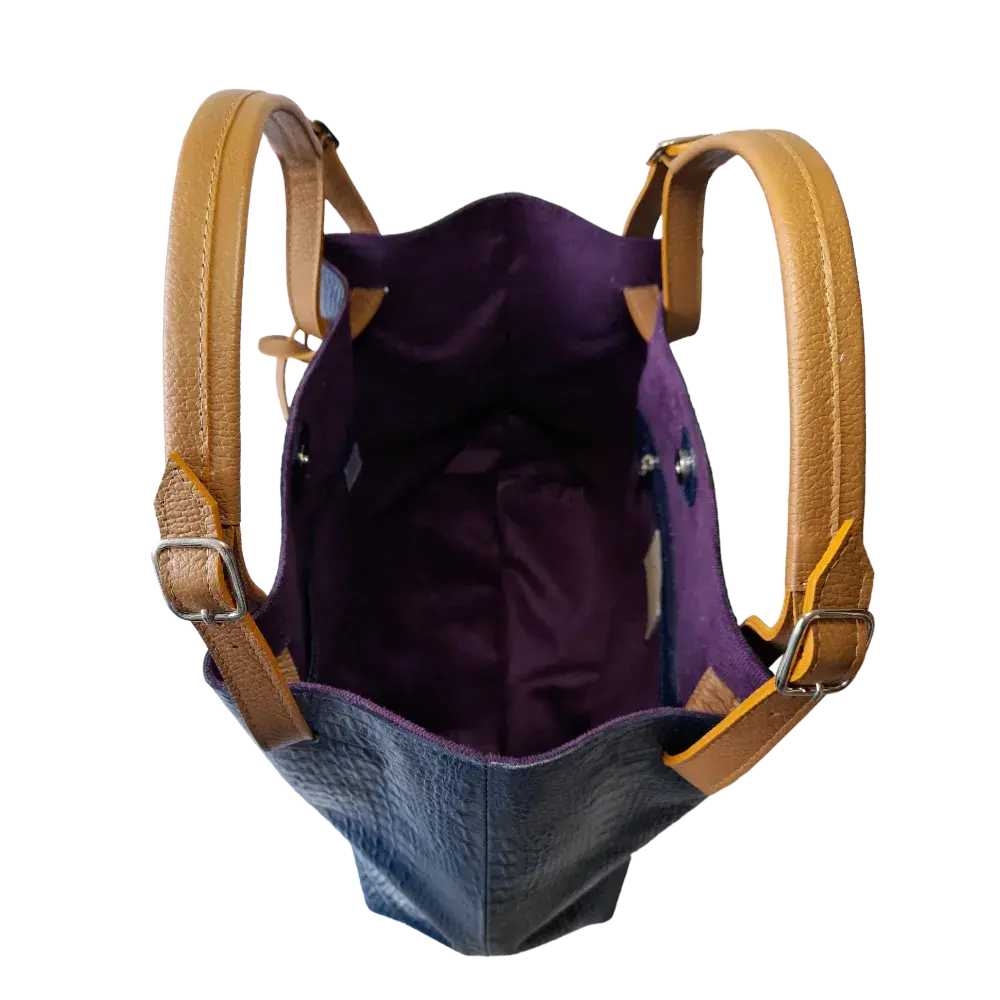 Bolso de mano de cuero para mujer Adelle en azul oscuro con diseño de reptil