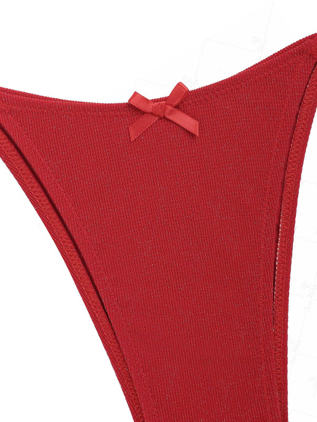 Scarlett | Conjunto de bikini con ribete de encaje rojo pasión