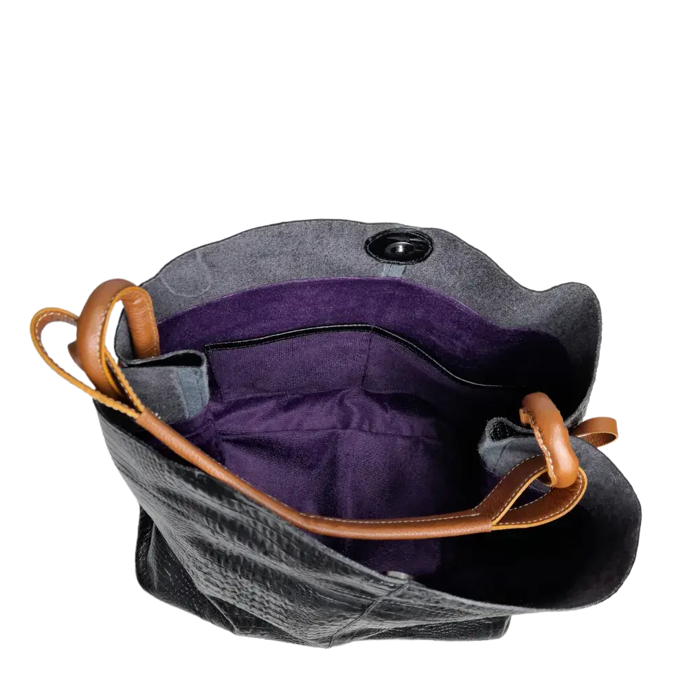 Bolso de Cuero para Damas Aubrey Reptil Schwarz