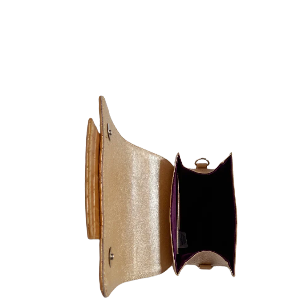 Bolso de mano de cuero para mujer Elizabeth Coquito en aspecto de oro blanco