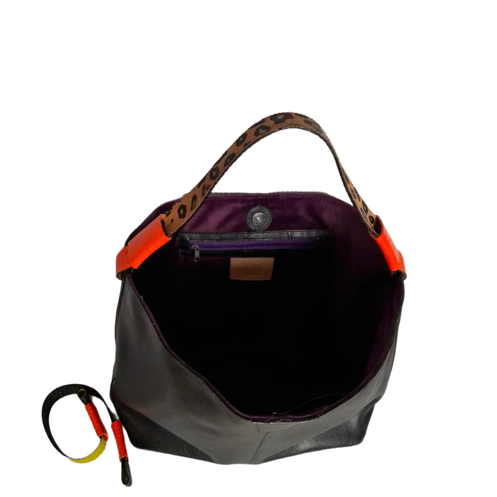 Bolso de mano para dama Addison de cuero negro