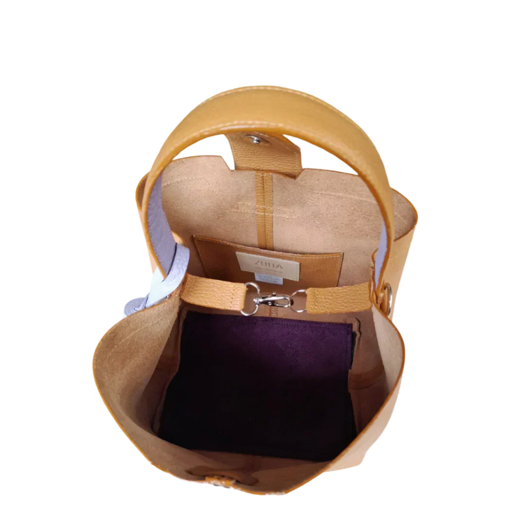 Lucia Kleine Bolsa de Mano de Cuero Color Miel para Damas