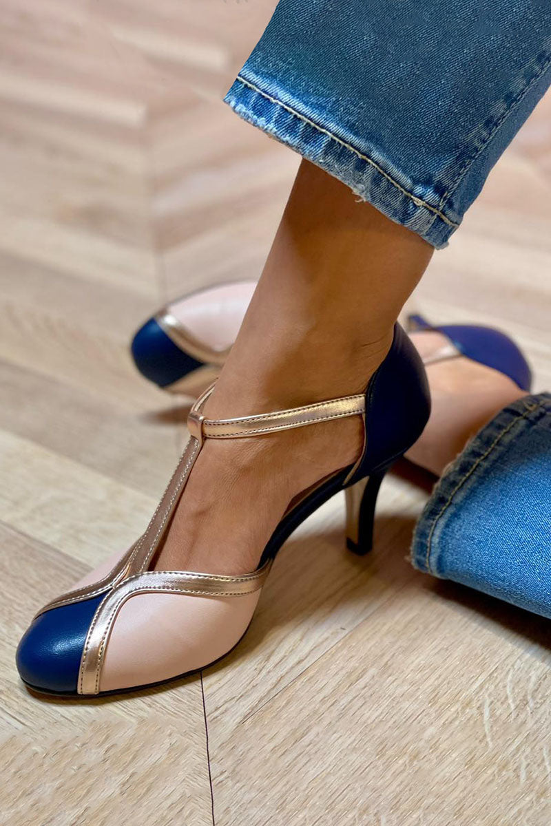 Alessia™ | Tacones T-strap coloridos y cómodos con punta redonda
