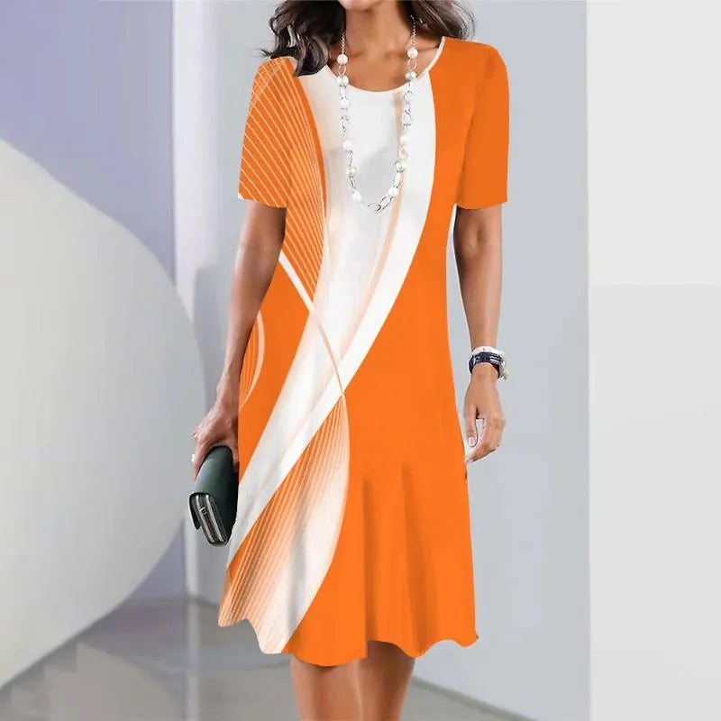 Dalia™ - Women's Pleated Dress with Colour Blocks