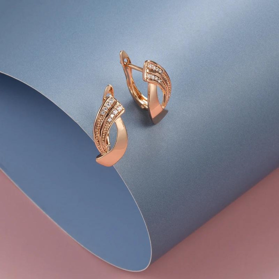 Pendientes Elegantes de Oro Rosa