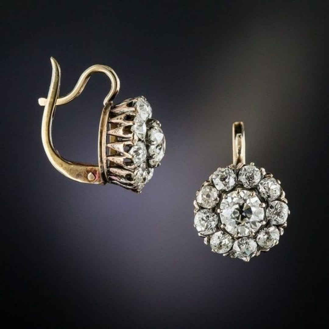 Pendientes Vintage Exclusivos de Oro con Incrustaciones de Piedras Preciosas