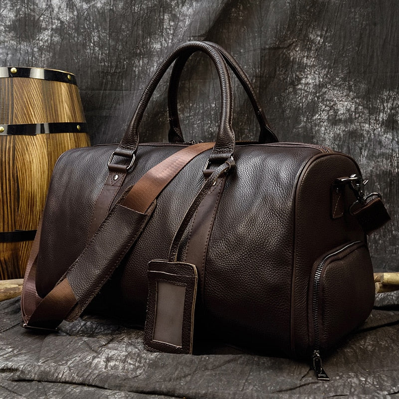Bolsa de viaje de cuero auténtico suave y lujosa