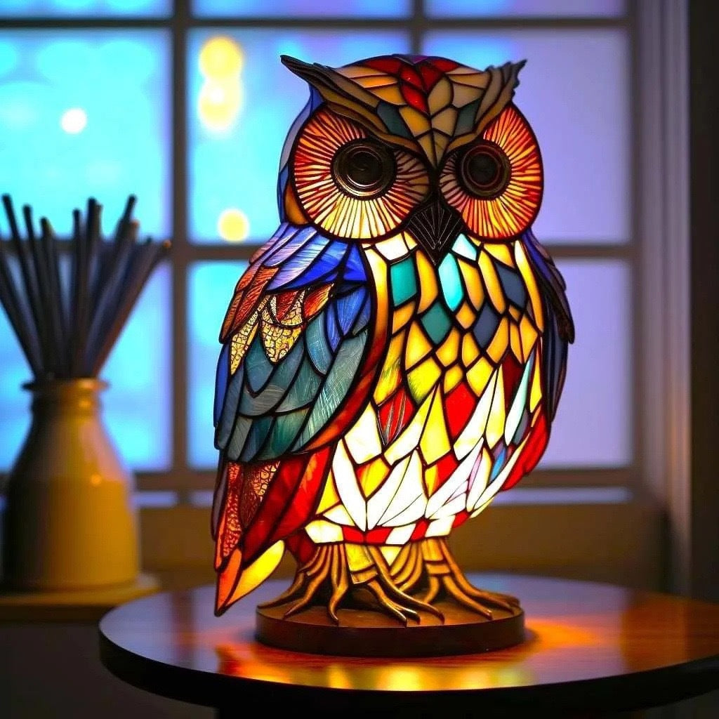 Merlin | Lampada gufo Magisk in vetro colorato