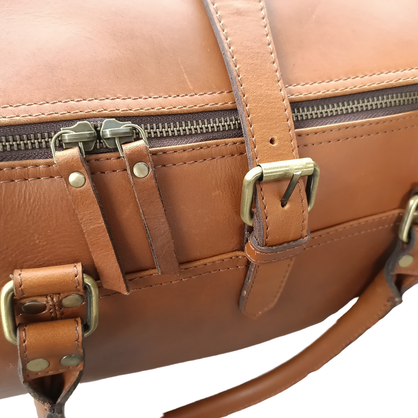 Bolso de fin de semana de cuero marrón