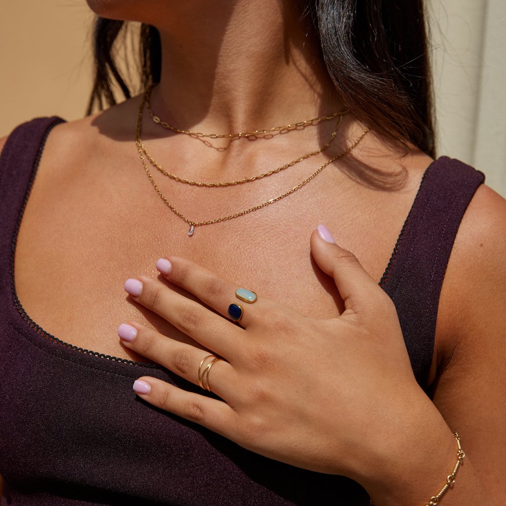 Anillo Envoltura con Aguamarina
