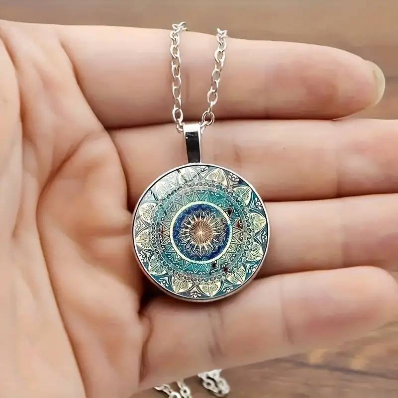 Collar vintage Mandala redondo azul