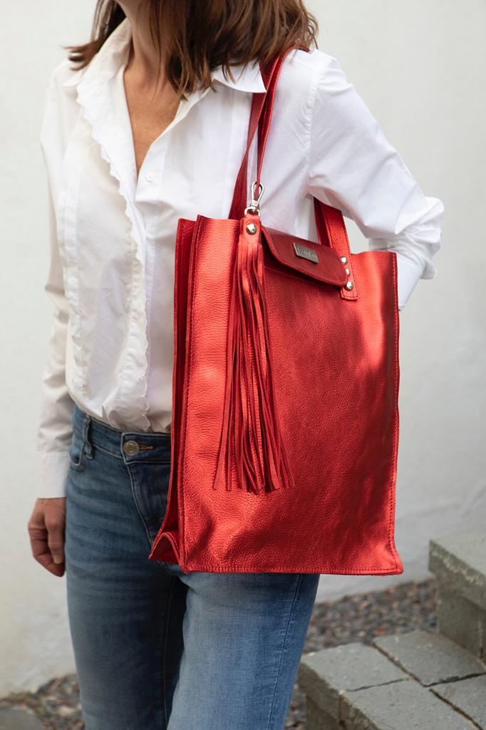 Cartera metálica Juanita roja