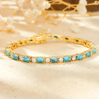 Pulsera de Piedra Turquesa Natural | Oro