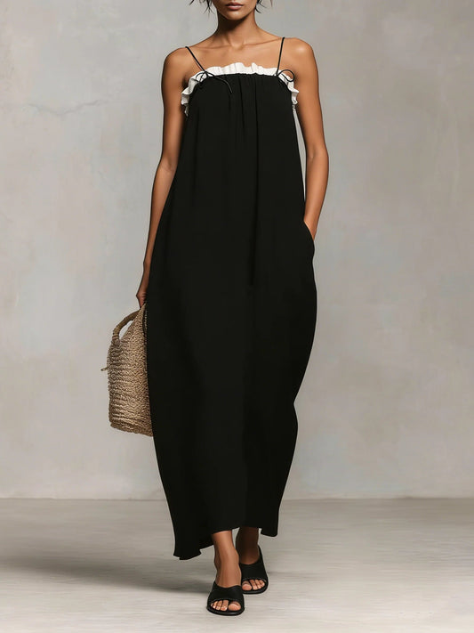 Mirelle™ | Maxi Vestido con Bloques de Color y Tirantes de Espagueti
