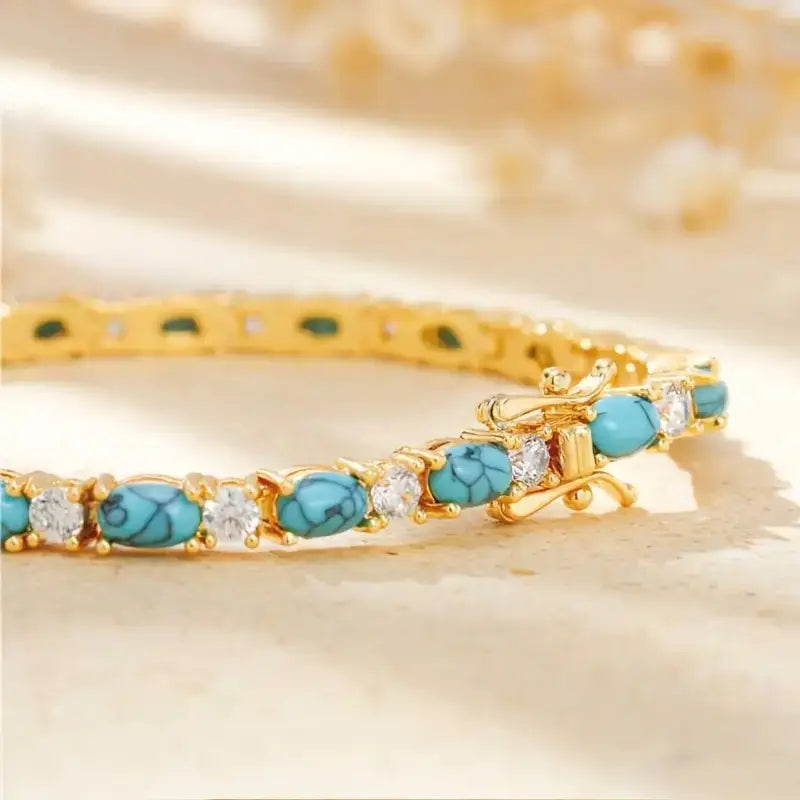 Pulsera de Piedra Turquesa Natural | Oro