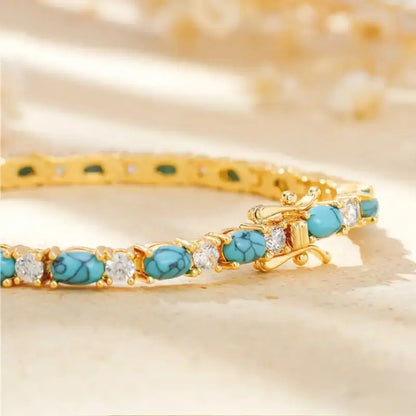 Pulsera de Piedra Turquesa Natural | Oro
