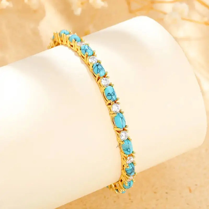 Pulsera de Piedra Turquesa Natural | Oro