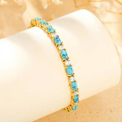 Pulsera de Piedra Turquesa Natural | Oro