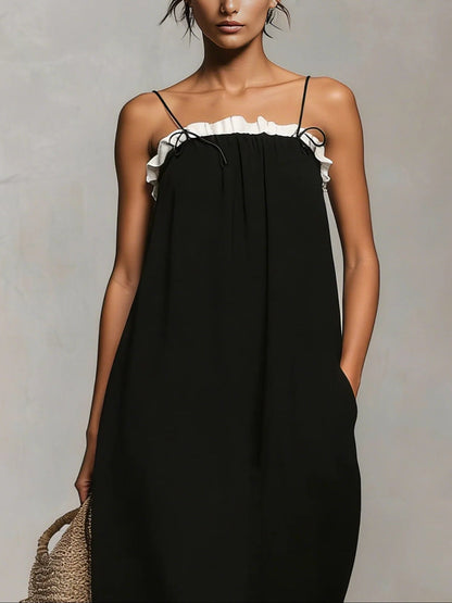 Mirelle™ | Maxi Vestido con Bloques de Color y Tirantes de Espagueti