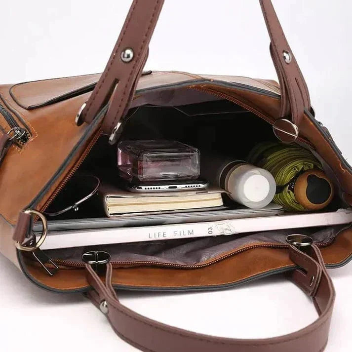 Bolso de hombro de cuero vintage elegante