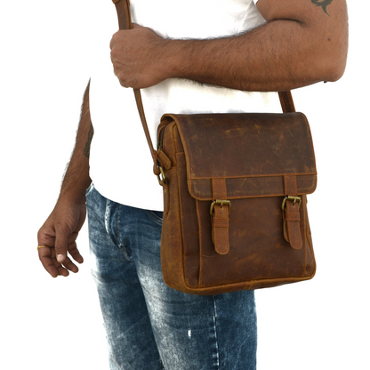 Bolso de hombro de cuero vintage marrón