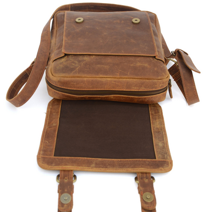 Bolso de hombro de cuero vintage marrón
