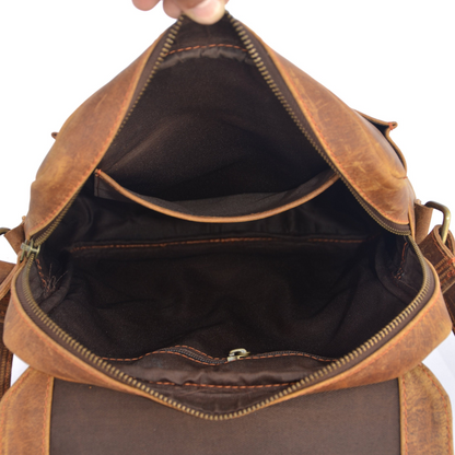 Bolso de hombro de cuero vintage marrón