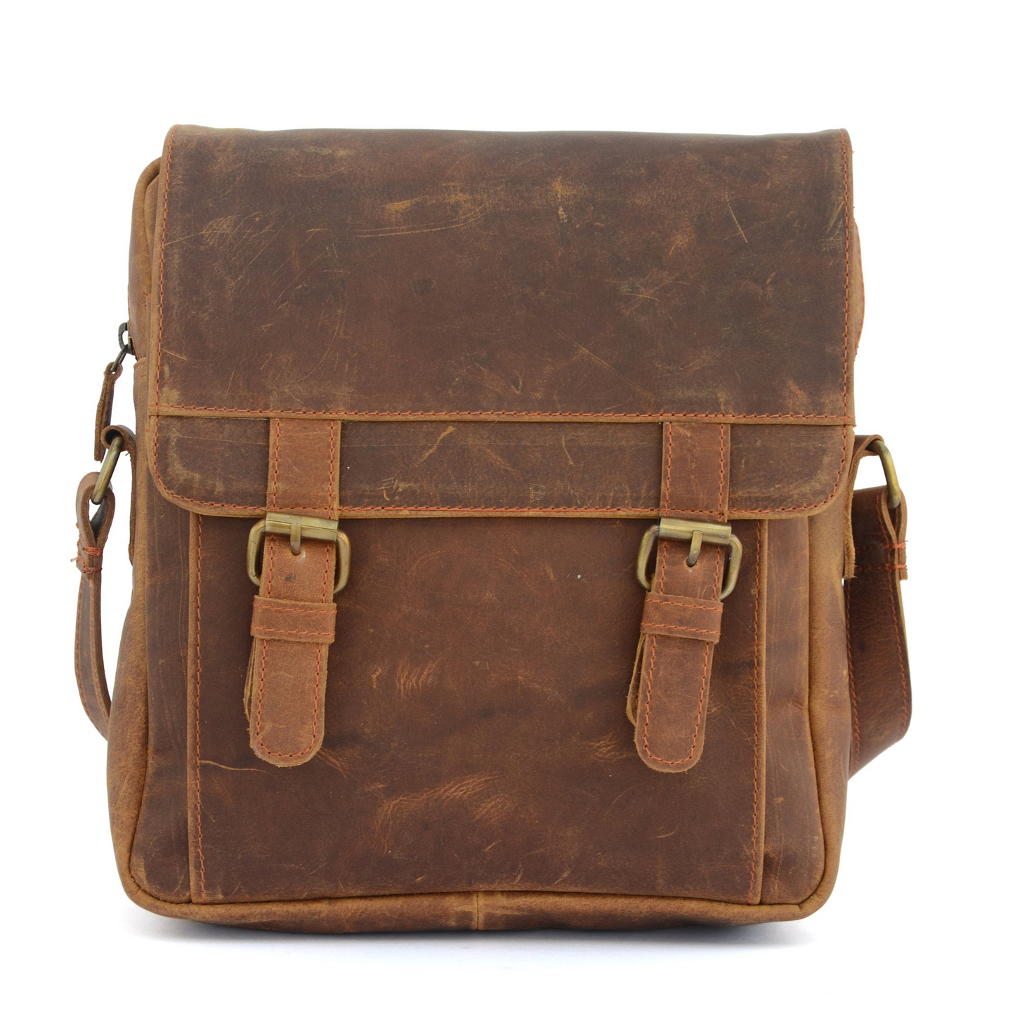 Bolso de hombro de cuero vintage marrón