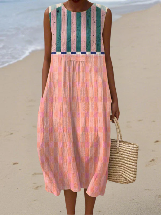 Lily | Vestido Midi a Rayas en Tonos Pastel