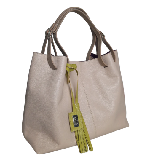 Bolso de mano de cuero Adelle Nude para mujeres