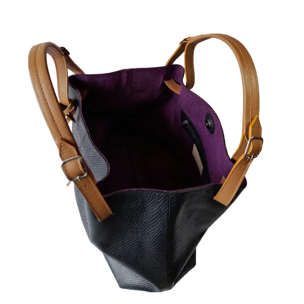 Bolso de mano de cuero negro Adelle Reptil para damas
