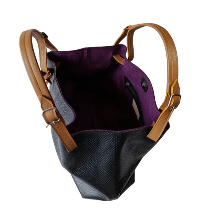 Bolso de mano de cuero negro Adelle Reptil para damas