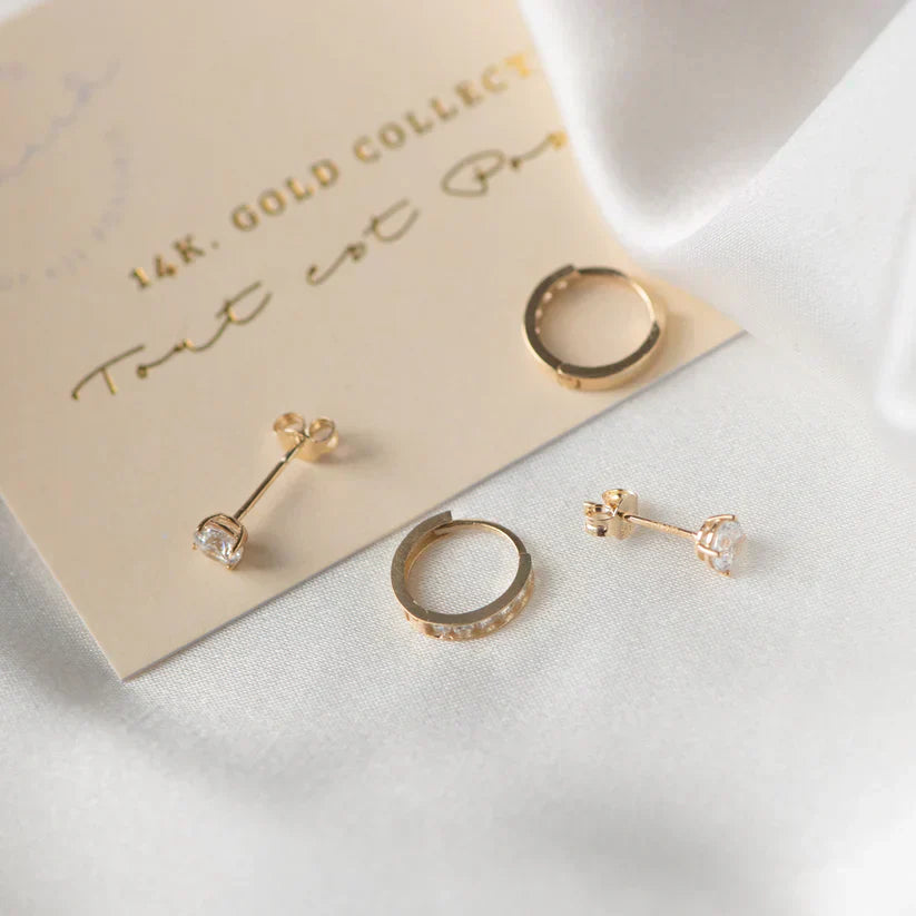 Conjunto de pendientes de piedra Dara Brillane | Oro