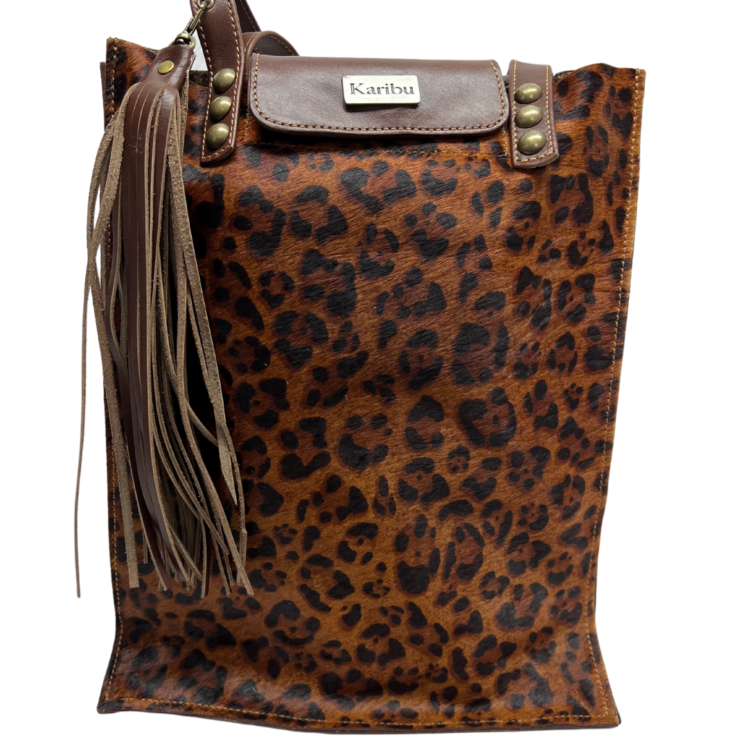Cartera Juanita Café con Patrón de Pelo