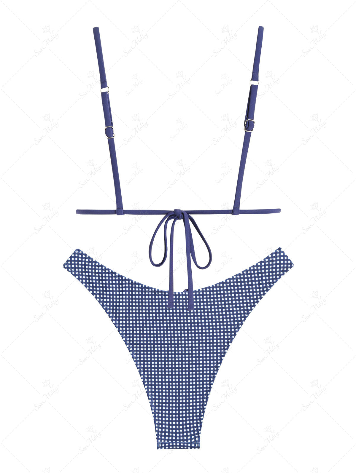Sky | Conjunto de bikini triangular con lazo de guinga vintage