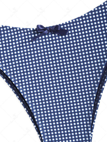 Sky | Conjunto de bikini triangular con lazo de guinga vintage