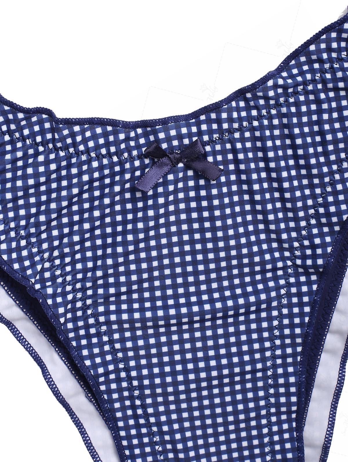 Alba | Conjunto Bikini Volantes Microcuadro Azul