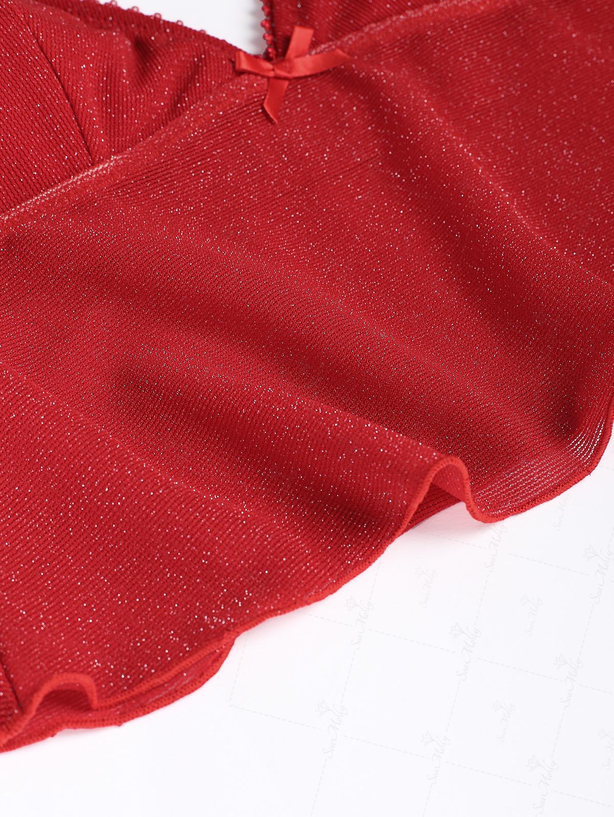 Scarlett | Conjunto de bikini con  ribete de encaje rojo pasión