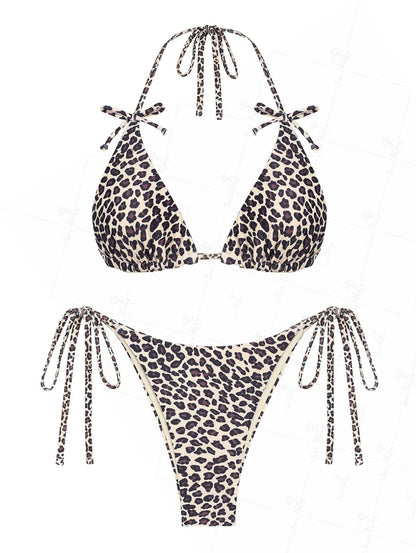 Lola | Conjunto bikini reversible con estampado de leopardo