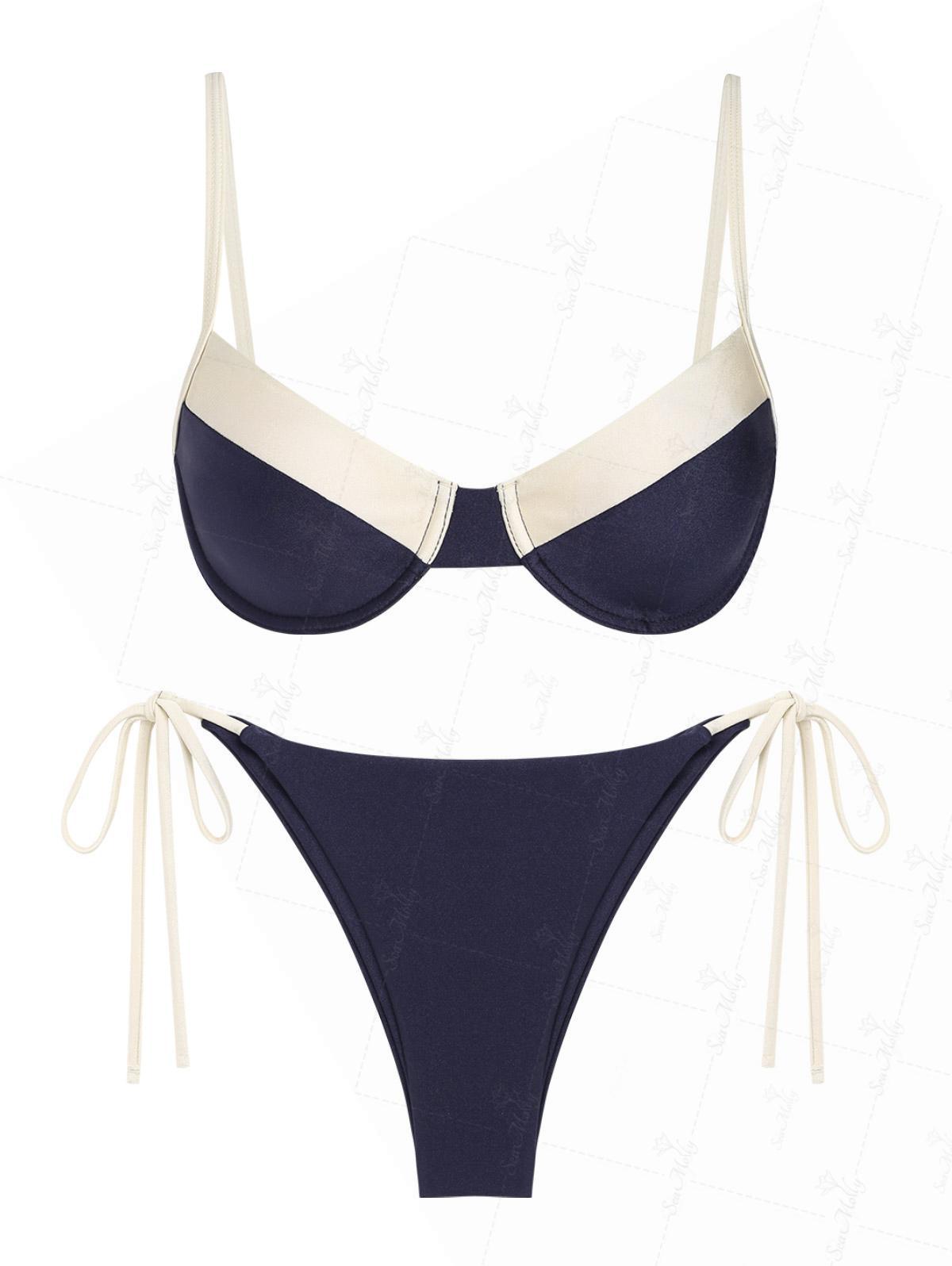 Blue | Conjunto de bikini con aros y lazos laterales