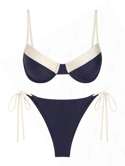 Blue | Conjunto de bikini con aros y lazos laterales