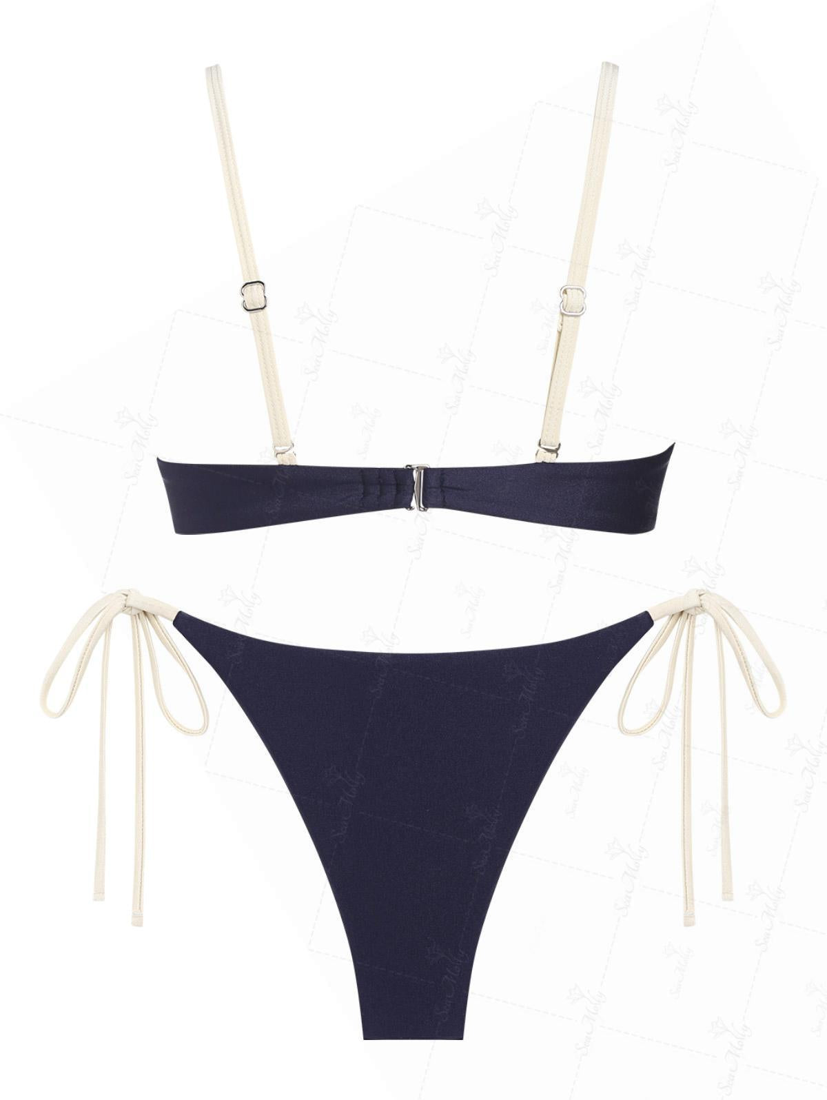 Blue | Conjunto de bikini con aros y lazos laterales