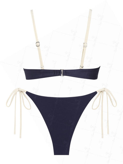 Blue | Conjunto de bikini con aros y lazos laterales