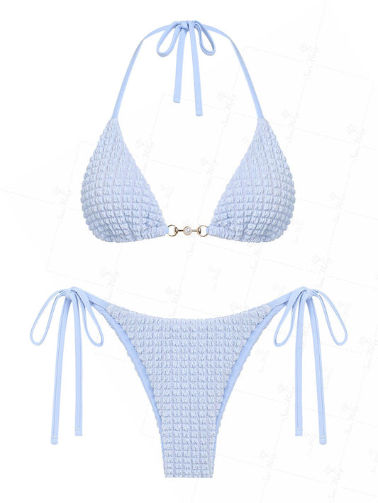 Camila | Conjunto de Bikini con Textura y Adorno de Perlas