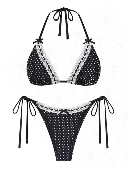 Claudia | Conjunto de bikini vintage con estampado de lunares