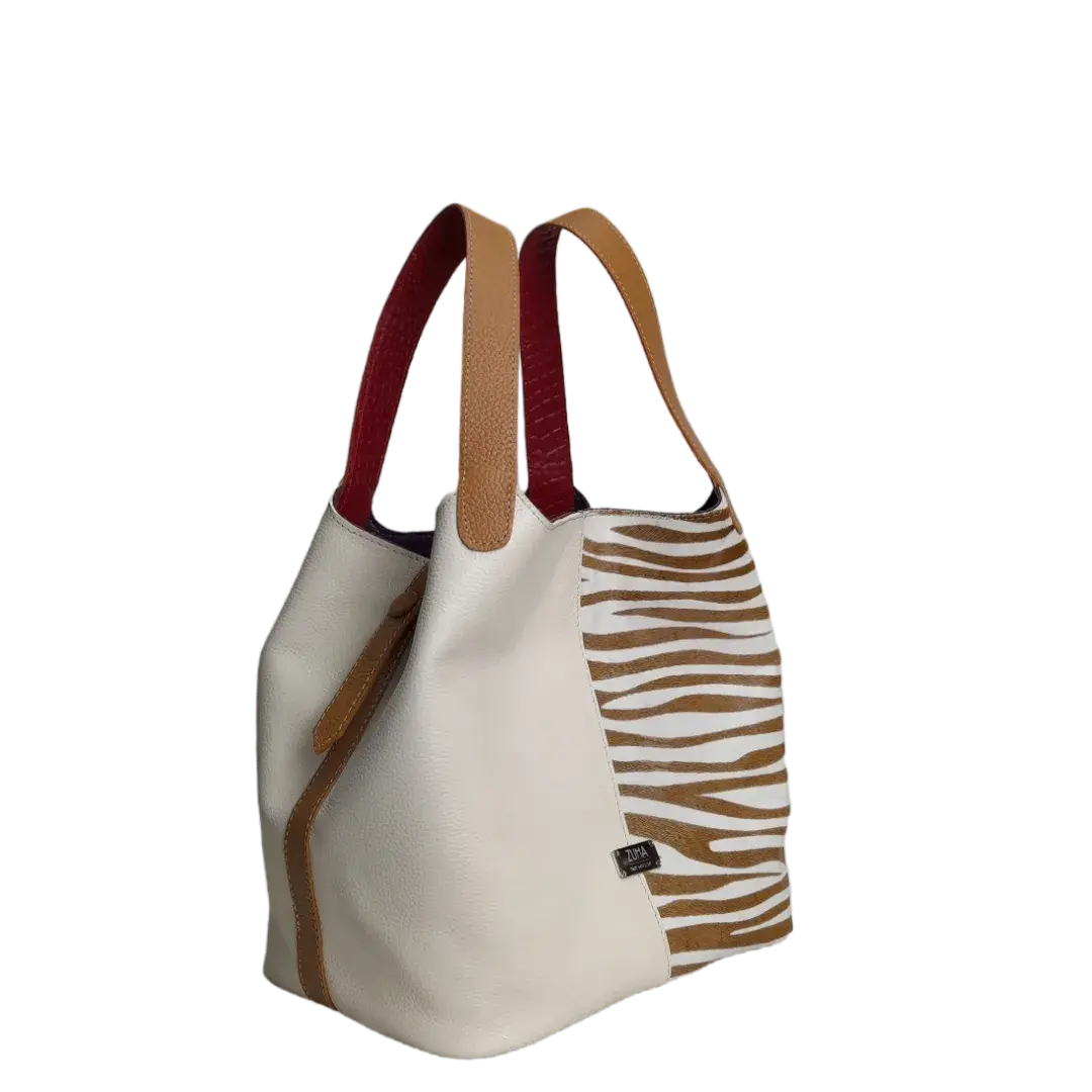 Bolso de Cuero de Cebra Eva para Mujeres x Talk