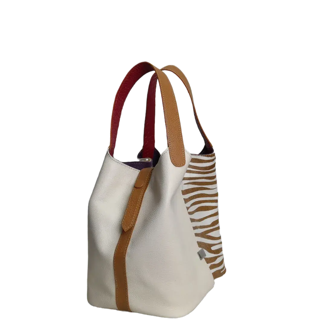 Bolso de Cuero de Cebra Eva para Mujeres x Talk