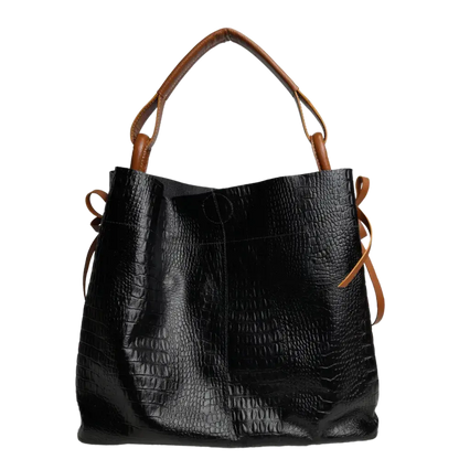 Bolso de Cuero para Damas Aubrey Reptil Schwarz