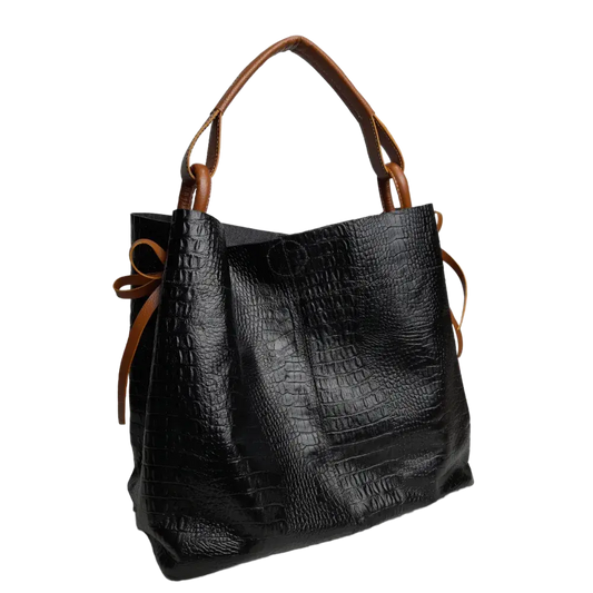 Bolso de Cuero para Damas Aubrey Reptil Schwarz